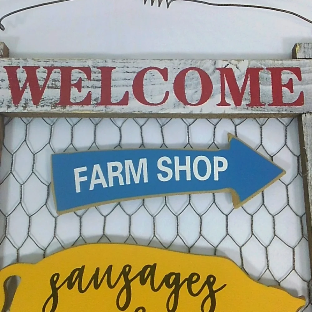 Hanging Welcome Sign Farmhouse Decor Farm Shop Pig Breakfast